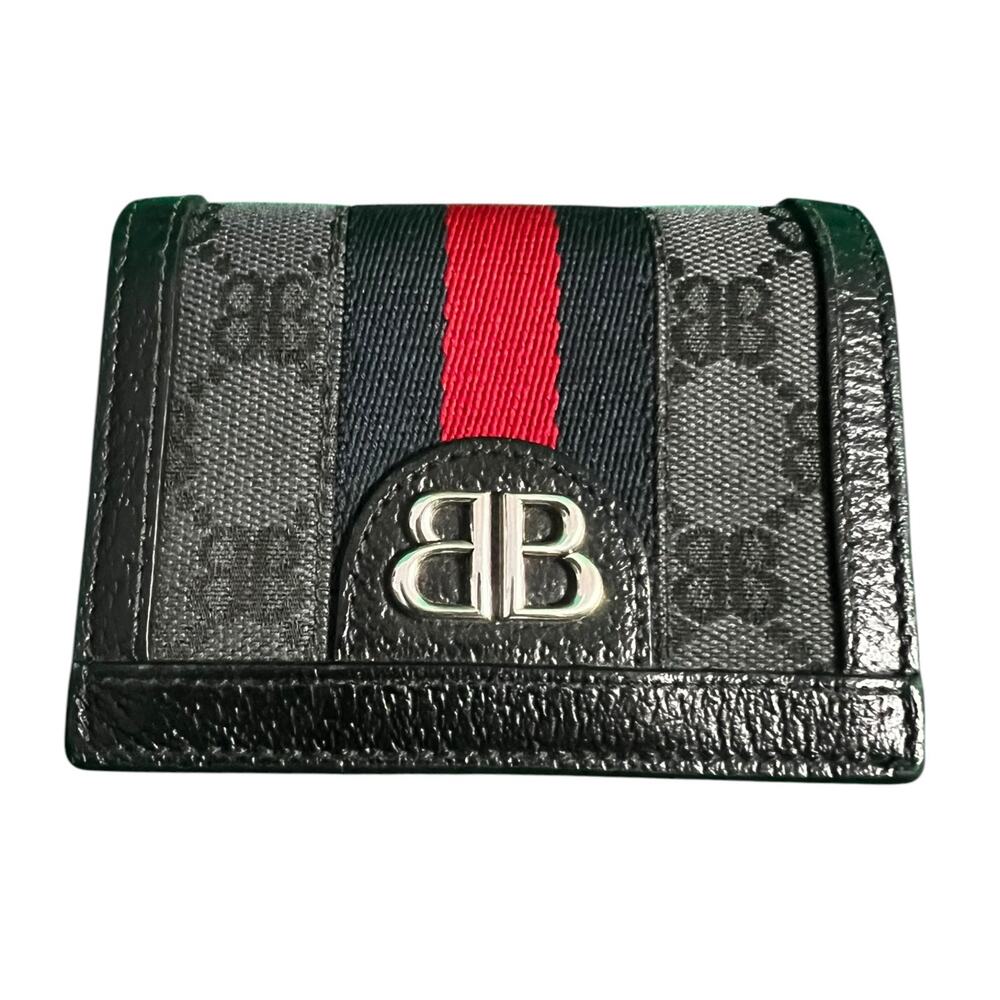 Balenciaga x Gucci Hacker Project BB Canvas Monogram Ophidia Web Black Wallet - Picture 13 of 13